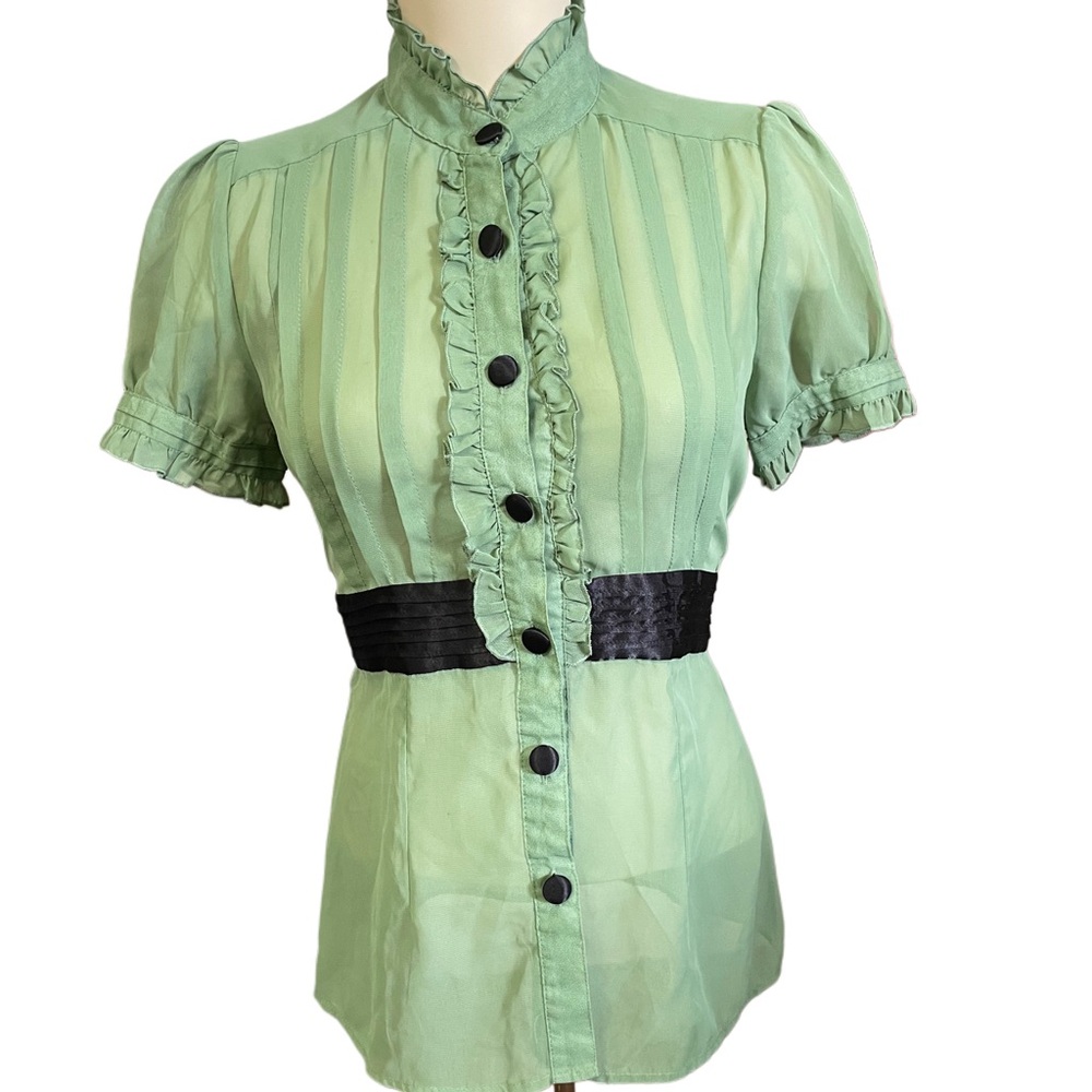Green Ruffled Women's Top